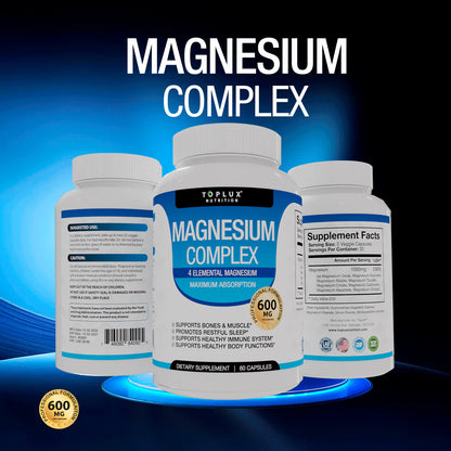 💙 MAGNESIO COMPLEX Toplux™ 8 Fuentes · Máxima Absorción · 600 Mg