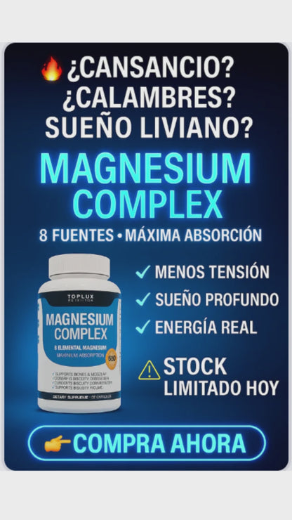 💙 MAGNESIO COMPLEX Toplux™ 8 Fuentes · Máxima Absorción · 600 Mg